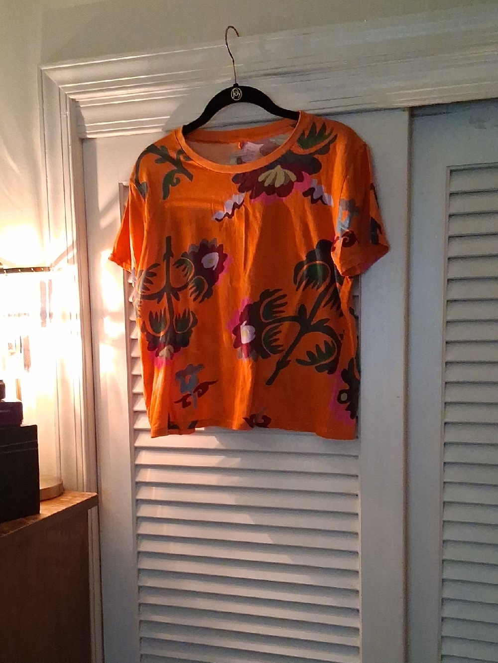 Cynthia Rowley Bright Orange Floral Short-Sleeve Women's Top